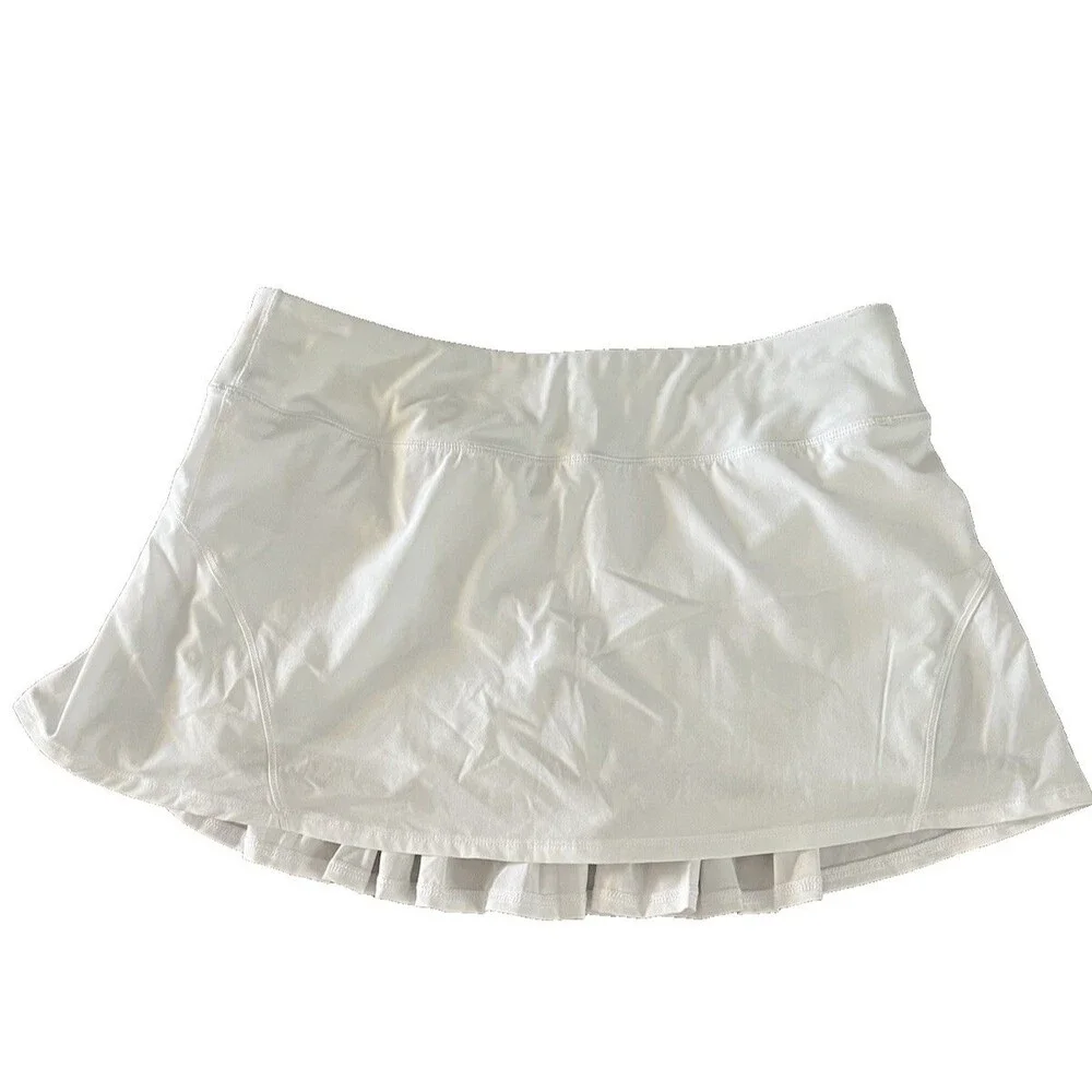 CRZ YOGA Women's High Waisted Tennis Skirt Size M White Tummy Control w/Pockets